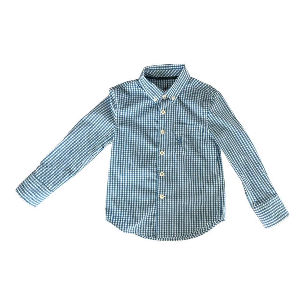 Johnnie-O Boys Size 4 Prep-Formance Long Sleeve Button Shirt Blue Check Plaid